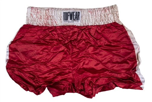 1996 Floyd Mayweather Jr. Training Used Red TUF-WEAR Boxing Trunks Used During Preparation to Fight in the 1996 Summer Olympic Games (Craig Hamilton LOA)